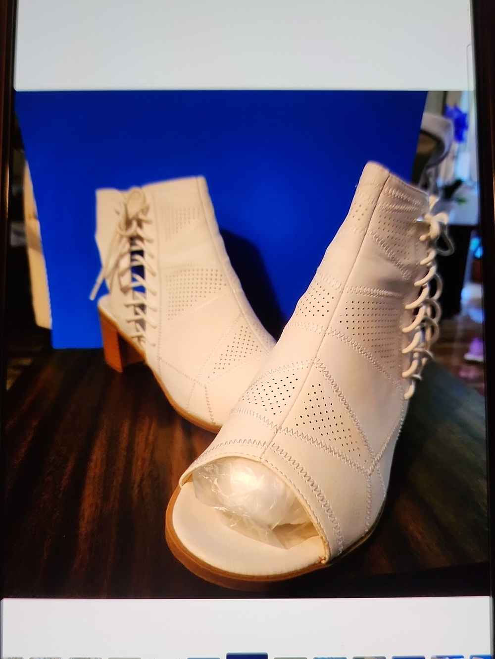 Journee Collection White Lace-Up Peep-Toe Booties